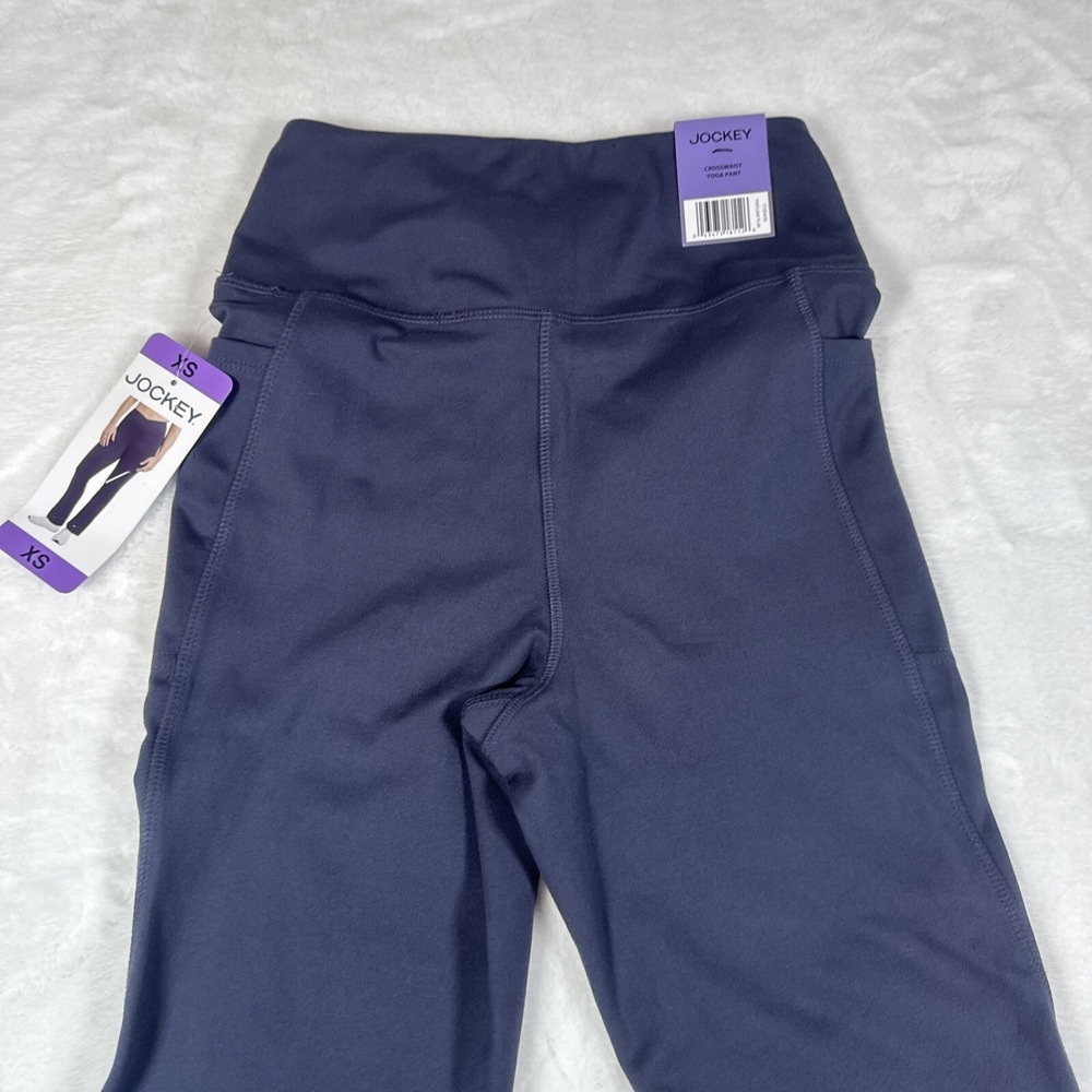 Jockey Womens‎ Crosswaist Yoga Pants Charcoal Gray High Rise Pockets XS JL0899 - Picture 7 of 9